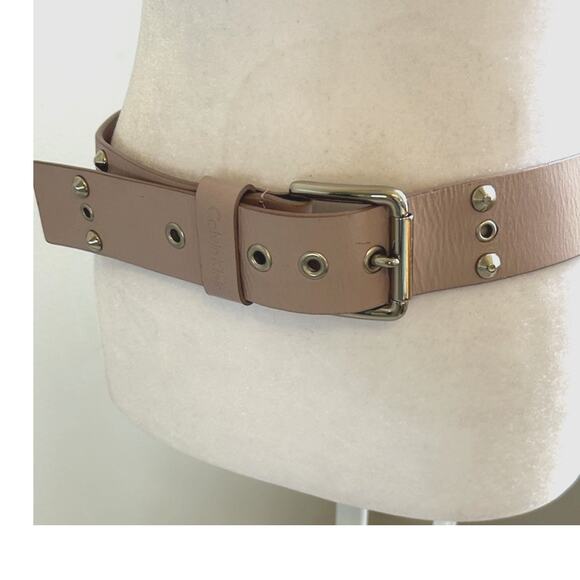 Calvin Klein Accessories - Vintage Y2K Pink Belt Leather Studded Chunky Heavy Holes Punk 90s Women S Retro